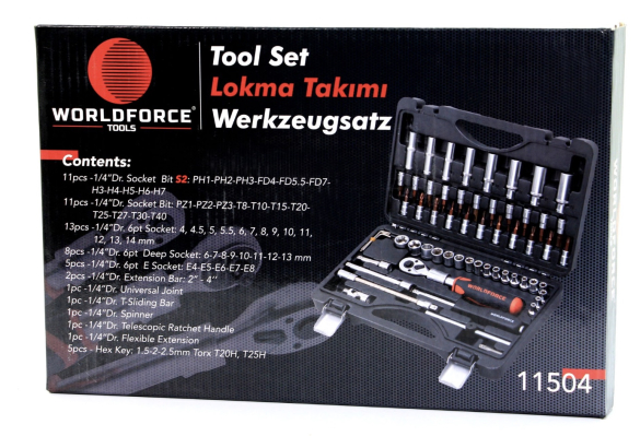11504-Lokma Takımı 60 Parça S-Ultra 1/4'' Uzatmalı Cırcır - 1