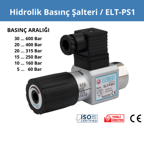 Hidrolik Basınç Şalteri ELT-PS1 NO/NC 1/4